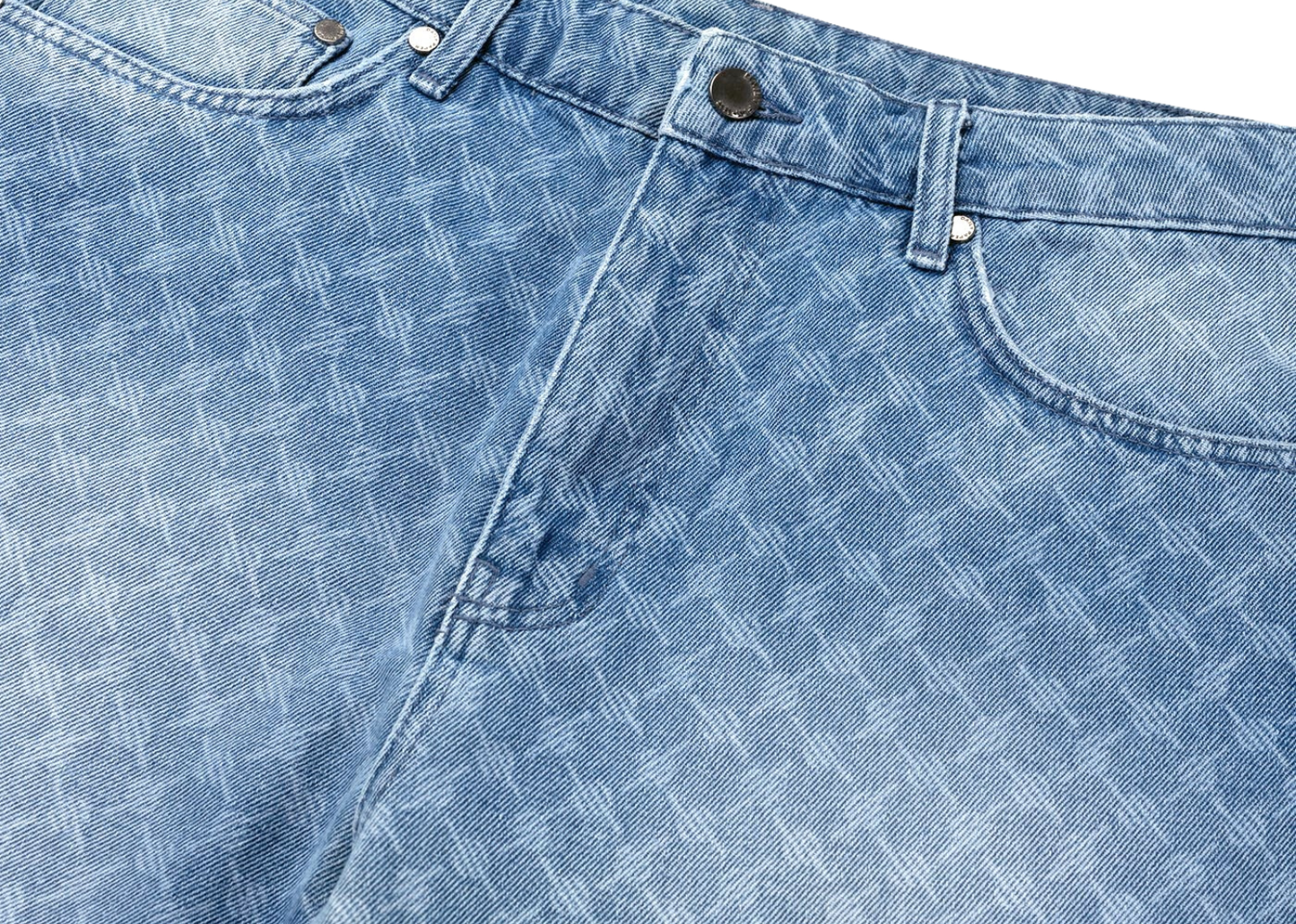 Daily Paper Blue Monogram Denim Shorts