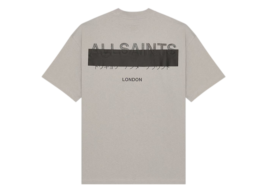 AllSaints Oversized Logo Grey T-Shirt